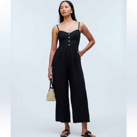 NWOT Madewell Sleeveless Wide-Leg Jumpsuit in 100% Linen - Picture 3 of 8
